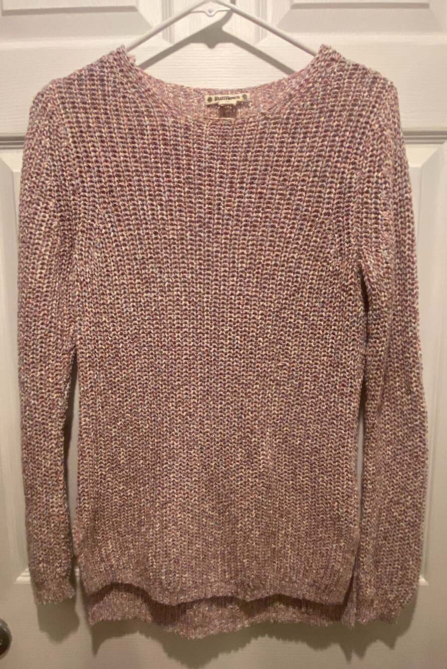 Ruff Hewn Sweater Size S Pink Marled Open Knit